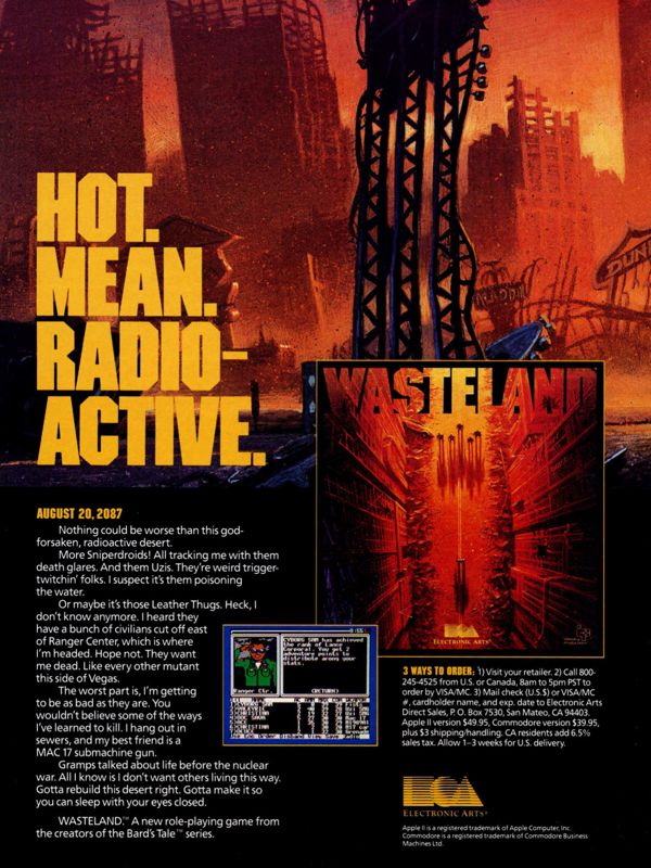 Wasteland Magazine Advertisement (Magazine Advertisements): Computer Gaming World (United States) Issue 49 (July 1988)