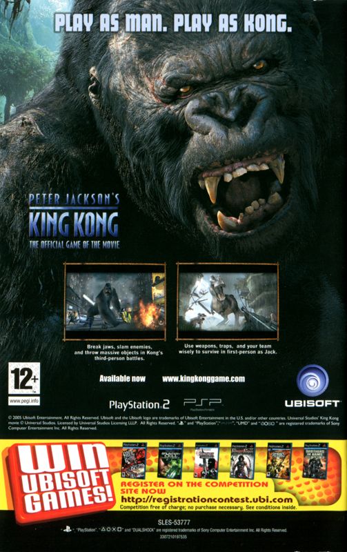 Peter Jackson's King Kong: The Official Game of the Movie Manual Advertisement (Game Manual Advertisements): Prince of Persia: The Two Thrones (PS2), UK release (manual back)
