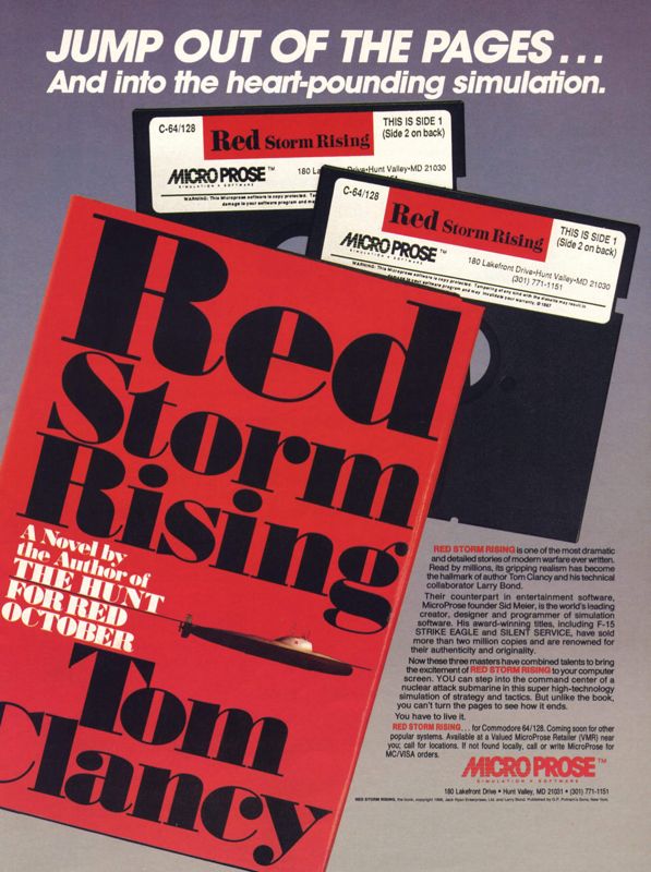 Red Storm Rising Magazine Advertisement (Magazine Advertisements): Computer Gaming World (United States) Issue 50 (August 1988)