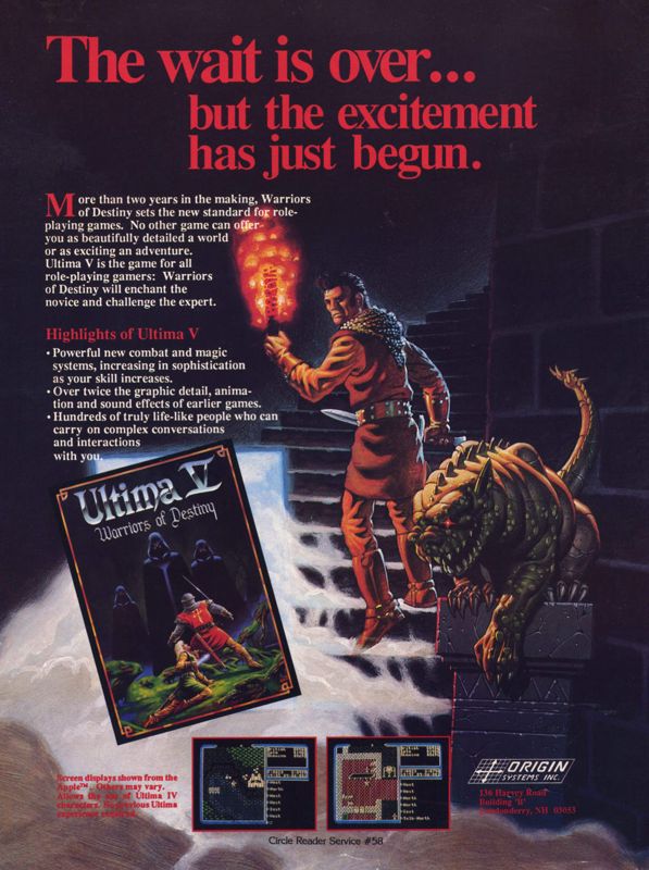 Ultima V: Warriors of Destiny Magazine Advertisement (Magazine Advertisements): Computer Gaming World (United States) Issue 50 (August 1988)