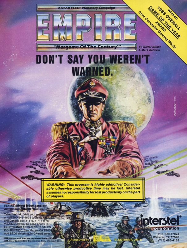 Empire: Wargame of the Century Magazine Advertisement (Magazine Advertisements): Computer Gaming World (United States) Issue 54 (December 1988)