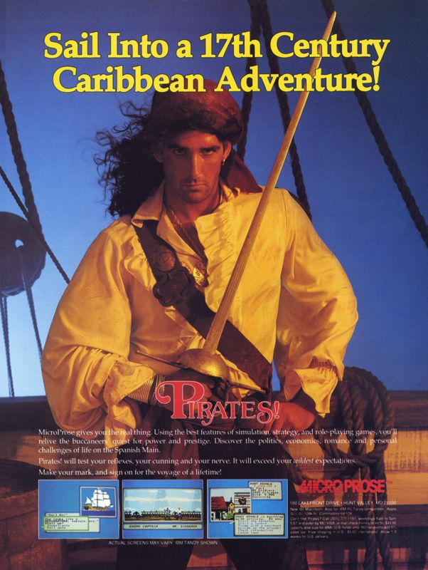 Sid Meier's Pirates! Magazine Advertisement (Magazine Advertisements): Computer Gaming World (United States) Issue 53 (November 1988)