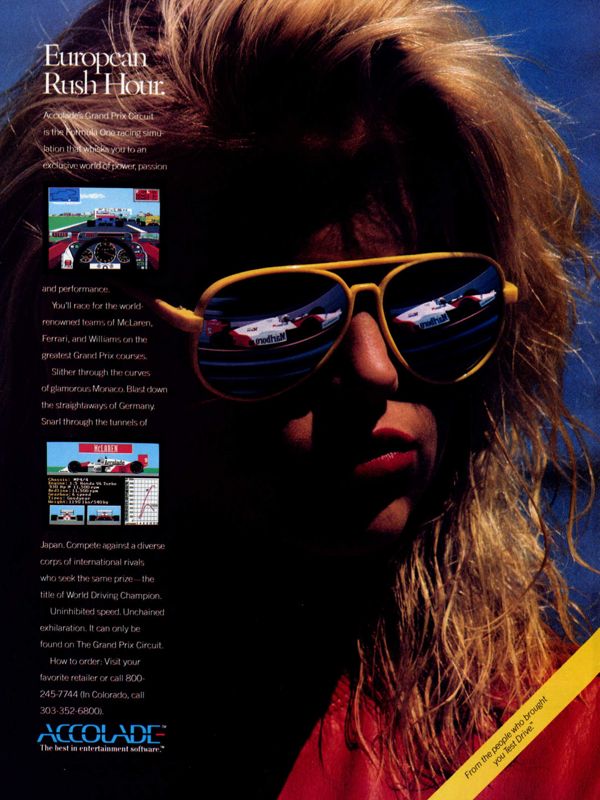Grand Prix Circuit Magazine Advertisement (Magazine Advertisements): Computer Gaming World (United States) Issue 55 (January 1989)
