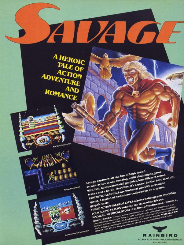 Savage Magazine Advertisement (Magazine Advertisements): Computer Gaming World (United States) Issue 57 (March 1989)