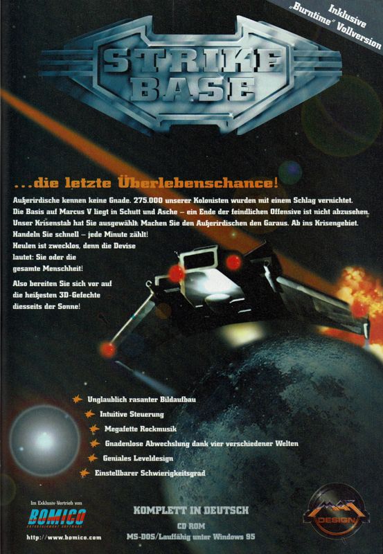 Strike Base Magazine Advertisement (Magazine Advertisements): PC Player (Germany), Issue 07/1996
