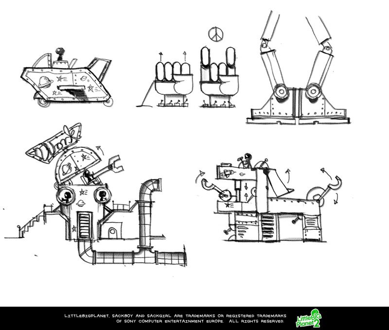 LittleBigPlanet 2 Concept Art (LittleBigPlanet 2 Fansite Kit): Factory war machine 1