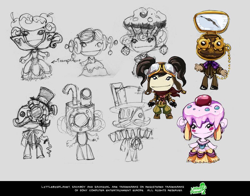 LittleBigPlanet 2 Concept Art (LittleBigPlanet 2 Fansite Kit): Victoria costumes 1