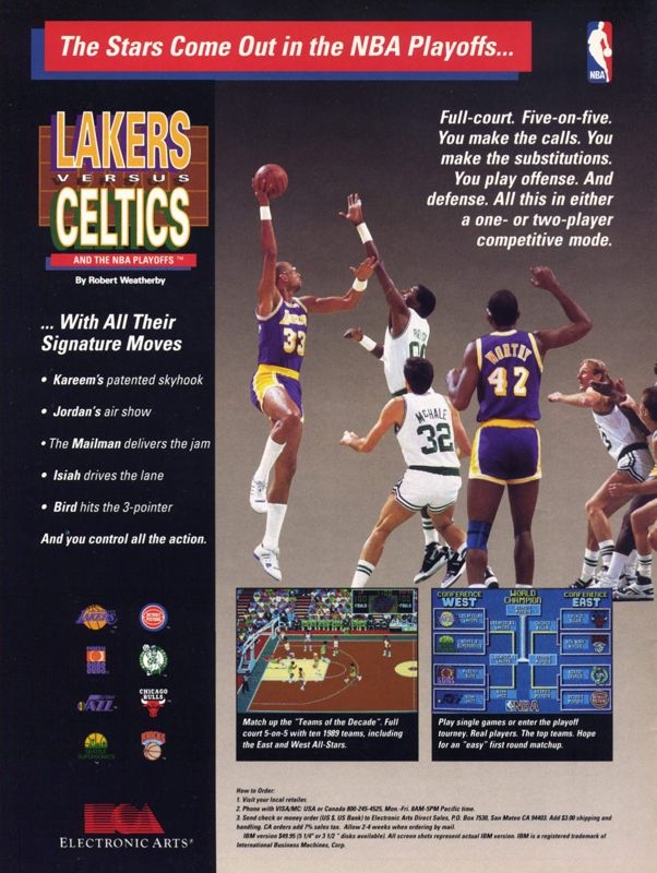 Lakers versus Celtics and the NBA Playoffs Magazine Advertisement (Magazine Advertisements): Computer Gaming World (United States) Issue 64 (October 1989)