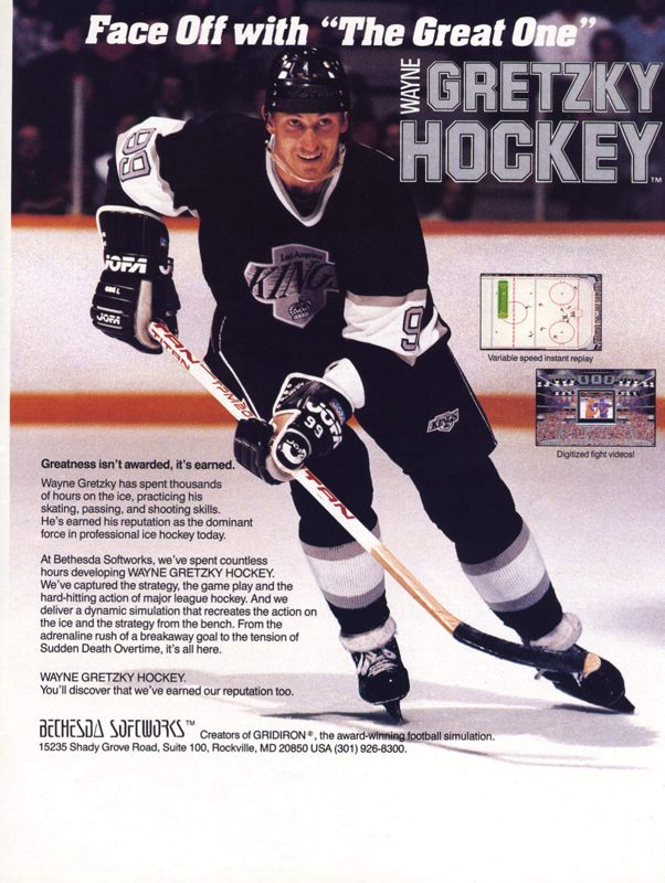 Wayne Gretzky Hockey Magazine Advertisement (Magazine Advertisements): Computer Gaming World (United States) Issue 65 (November 1989)