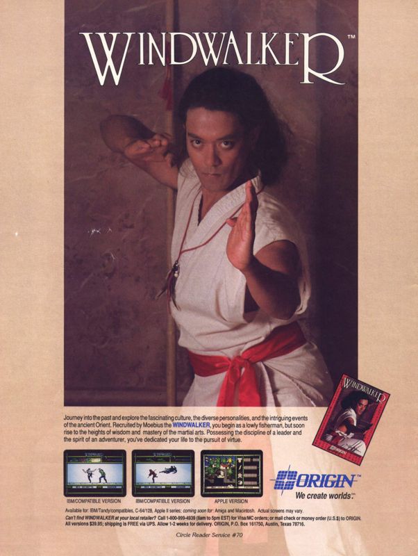 Windwalker Magazine Advertisement (Magazine Advertisements): Computer Gaming World (United States) Issue 65 (November 1989)