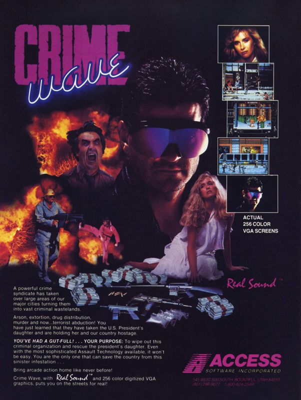 Crime Wave Magazine Advertisement (Magazine Advertisements): Computer Gaming World (United States) Issue 67 (January 1990)
