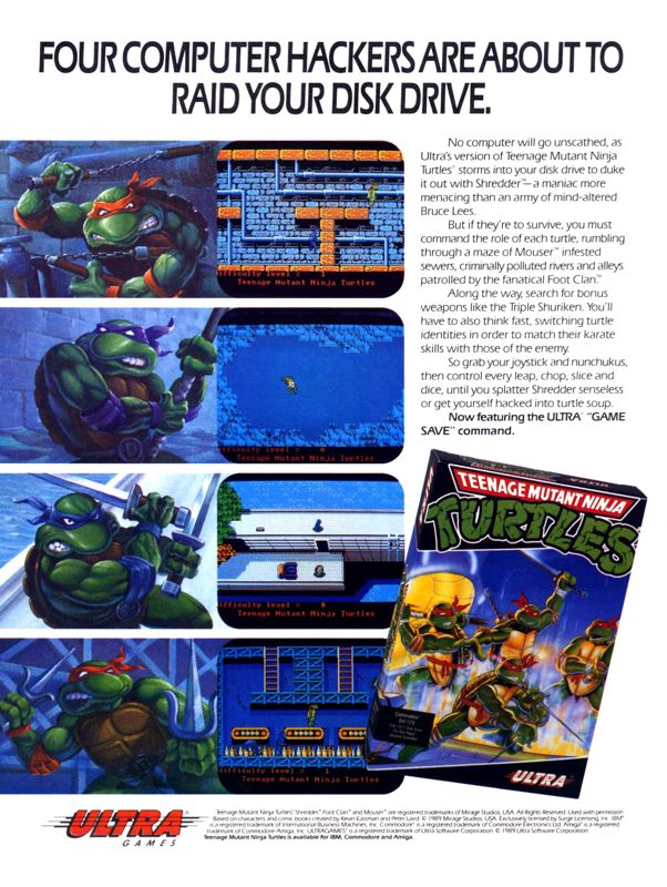 Teenage Mutant Ninja Turtles Magazine Advertisement (Magazine Advertisements): Computer Gaming World (United States) Issue 67 (January 1990)