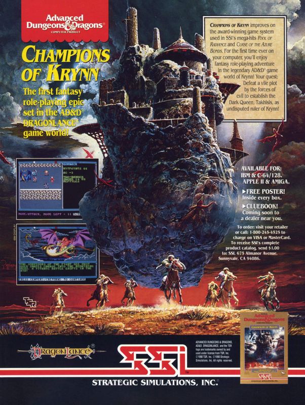 Champions of Krynn Magazine Advertisement (Magazine Advertisements): Computer Gaming World (United States) Issue 68 (February 1990)