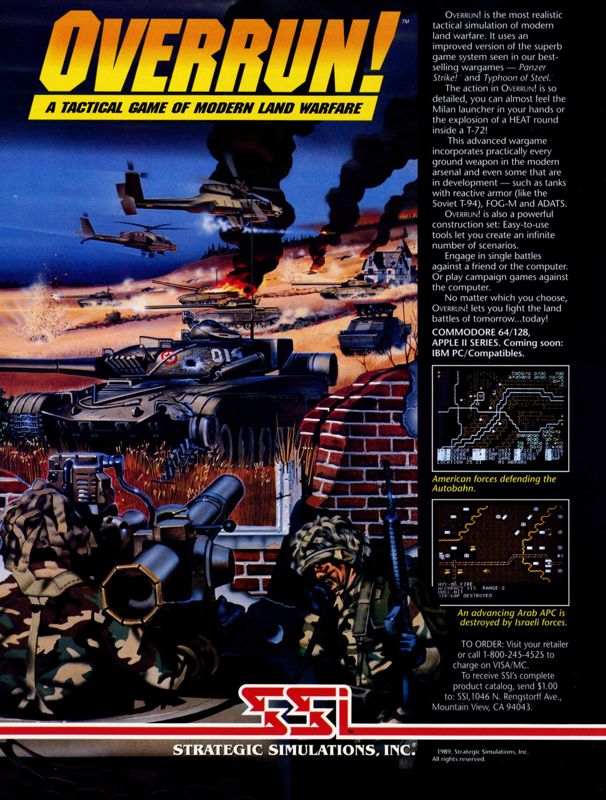 Overrun! Magazine Advertisement (Magazine Advertisements): Computer Gaming World (United States) Issue 60 (June 1989)