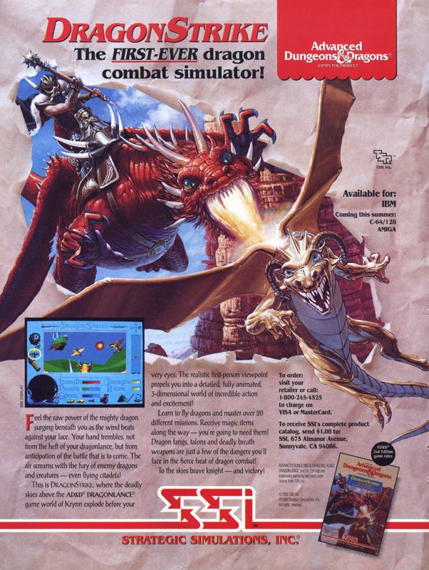 DragonStrike Magazine Advertisement (Magazine Advertisements): Computer Gaming World (United States) Issue 72 (June 1990)