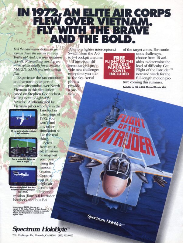 Flight of the Intruder Magazine Advertisement (Magazine Advertisements): Computer Gaming World (United States) Issue 73 (Jul-Aug 1990)