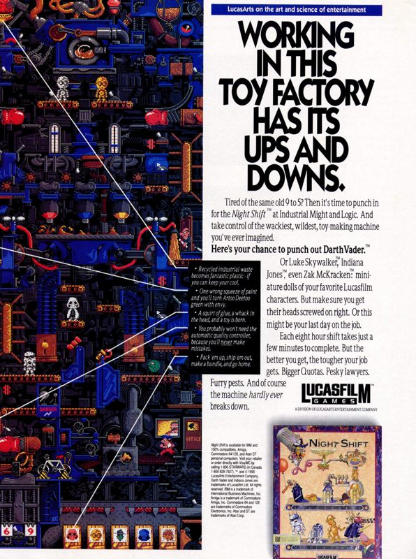 Night Shift Magazine Advertisement (Magazine Advertisements): Computer Gaming World (United States) Issue 77 (December 1990)