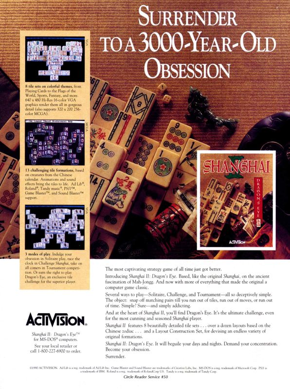Shanghai Magazine Advertisement (Magazine Advertisement): Computer Gaming World (United States) Issue 79 (February 1991)