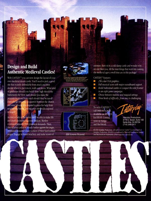 Castles Magazine Advertisement (Magazine Advertisements): Computer Gaming World (United States) Issue 82 (May 1991)