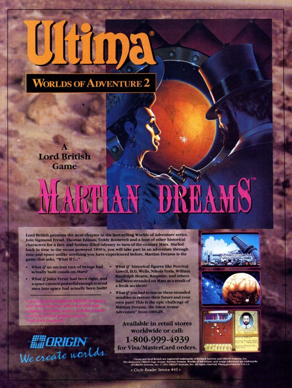 Ultima: Worlds of Adventure 2 - Martian Dreams Magazine Advertisement (Magazine Advertisements): Computer Gaming World (United States) Issue 82 (May 1991)
