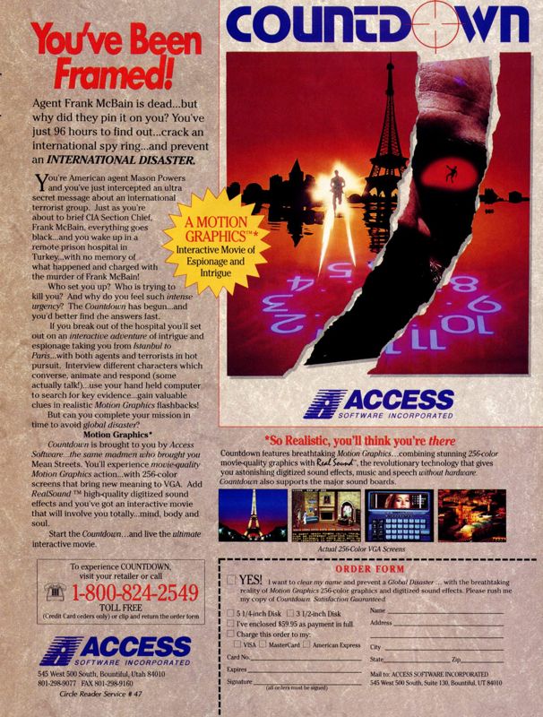 Countdown Magazine Advertisement (Magazine Advertisements): Computer Gaming World (United States) Issue 75 (October 1990)
