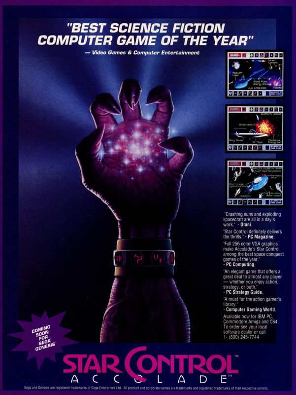 Star Control Magazine Advertisement (Magazine Advertisements): Computer Gaming World (United States) Issue 81 (April 1991)
