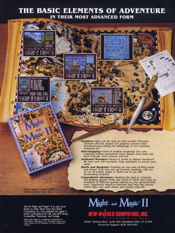 Might and Magic II: Gates to Another World Magazine Advertisement (Magazine Advertisements): Computer Gaming World (United States) Issue 73 (Jul-Aug 1990)