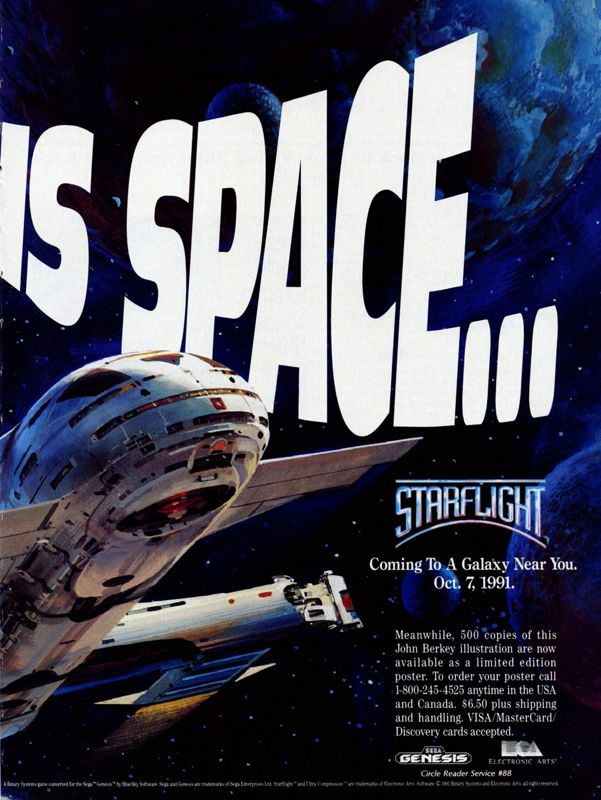 Starflight Magazine Advertisement (Magazine Advertisements): Computer Gaming World (United States) Issue 88 (November 1991)