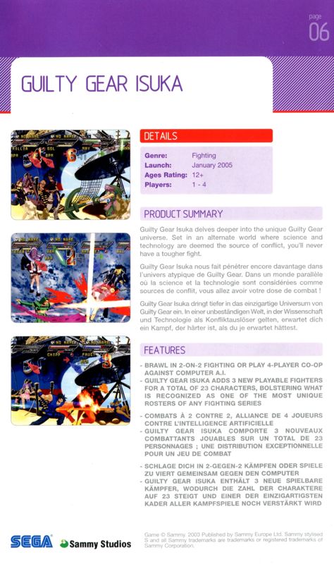 Guilty Gear Isuka Catalogue (Catalogue Advertisements): Sega Europe (INS-PGBK01-EU)