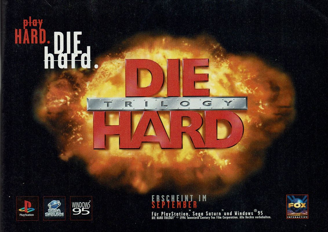 Die Hard Trilogy Magazine Advertisement (Magazine Advertisements): PC Player (Germany), Issue 08/1996 Part 4