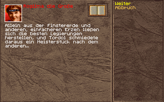 Realms of Arkania: Star Trail Screenshot (Self-running demo, 1994-03-22): Dialogue