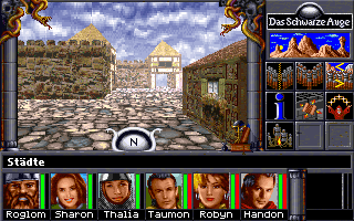 Realms of Arkania: Star Trail Screenshot (Self-running demo, 1994-03-22): "Cities"
