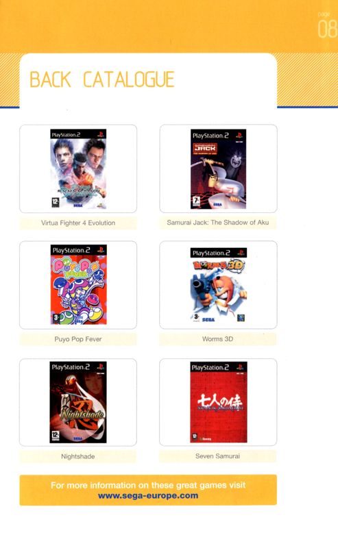 Worms 3D Catalogue (Catalogue Advertisements): Sega Europe (INS-PGBK01-EU)