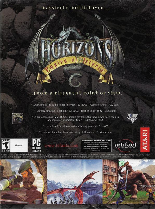 Horizons: Empire of Istaria Magazine Advertisement (Magazine Advertisements): PC Gamer (United States), Issue 120 (February 2004)