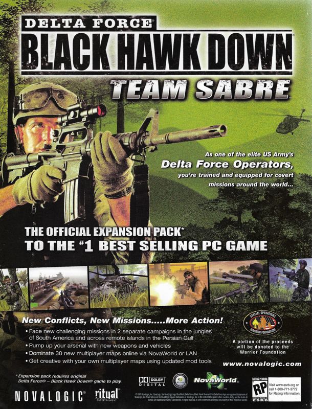 Delta Force: Black Hawk Down - Team Sabre Magazine Advertisement (Magazine Advertisements): PC Gamer (United States), Issue 120 (February 2004)