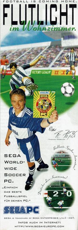 Sega Worldwide Soccer '97 Magazine Advertisement (Magazine Advertisements): PC Player (Germany), Issue 10/1997