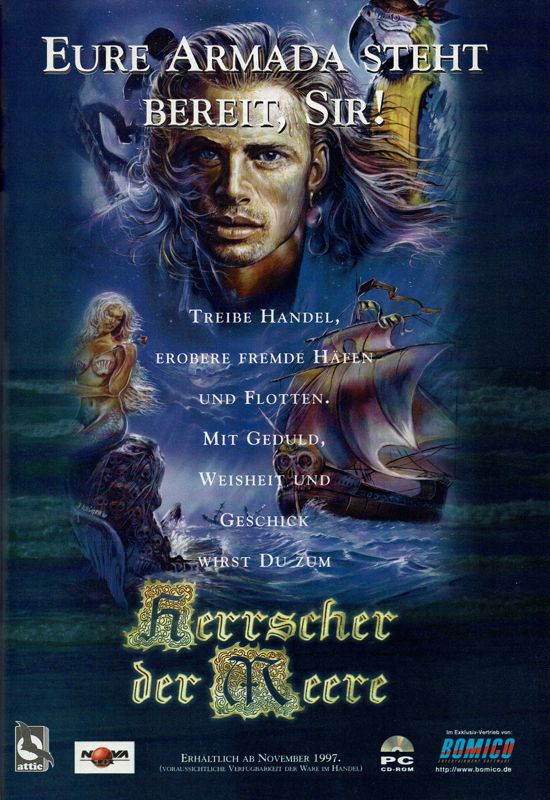 Herrscher der Meere Magazine Advertisement (Magazine Advertisements): PC Player (Germany), Issue 01/1998