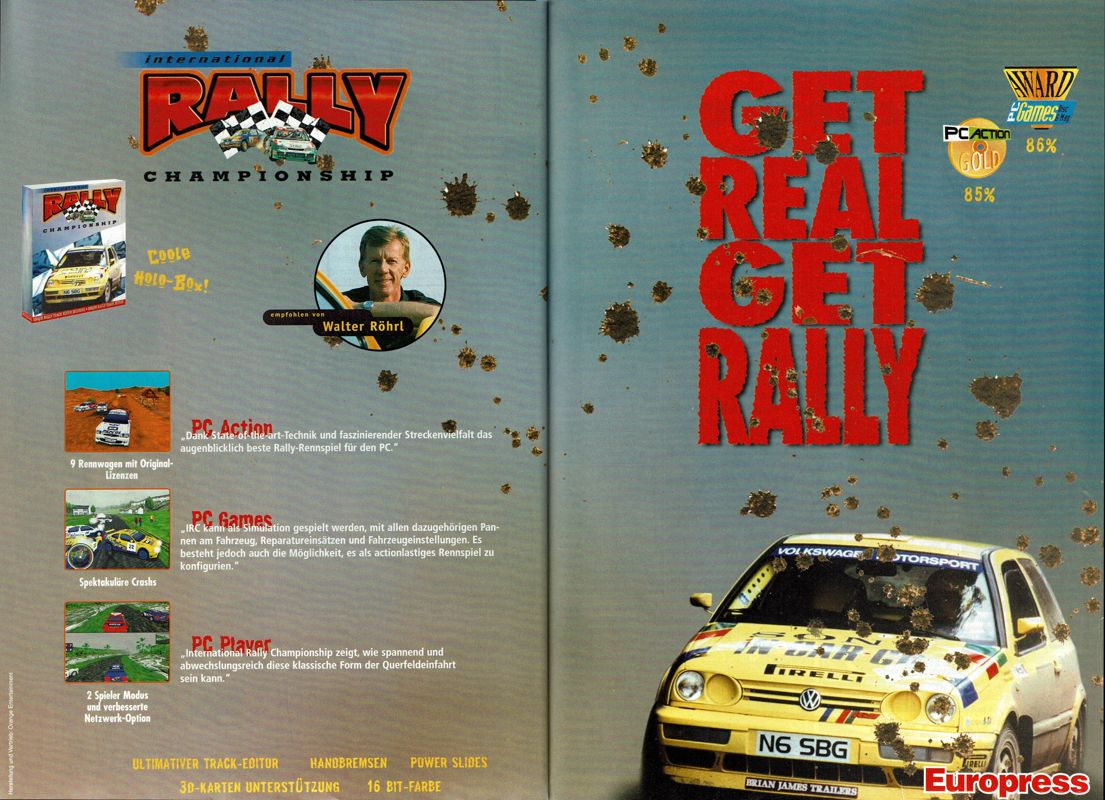 International Rally Championship Magazine Advertisement (Magazine Advertisements): PC Player (Germany), Issue 01/1998
