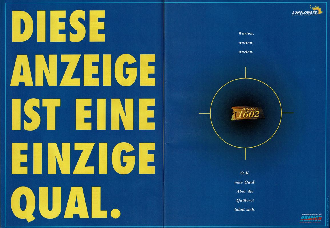 Anno 1602: Creation of a New World Magazine Advertisement (Magazine Advertisements): PC Player (Germany), Issue 10/1997