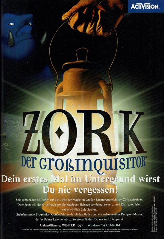 Zork: Grand Inquisitor Magazine Advertisement (Magazine Advertisements): PC Player (Germany), Issue 01/1998