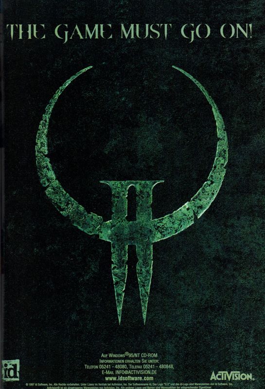 Quake II Magazine Advertisement (Magazine Advertisements): PC Player (Germany), Issue 01/1998