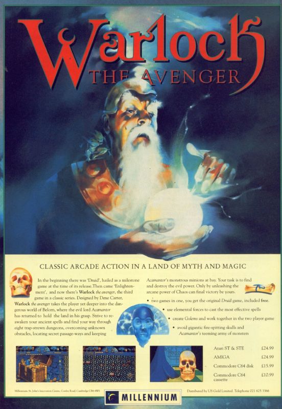 Warlock: The Avenger Magazine Advertisement (Magazine Advertisements): CU Amiga Magazine (UK) Issue #13 (March 1991). Courtesy of the Internet Archive. Page 32