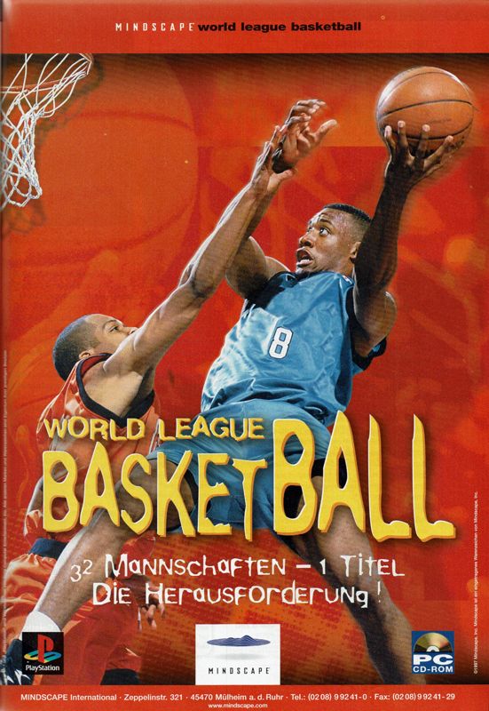 World League Basketball Magazine Advertisement (Magazine Advertisements): PC Player (Germany), Issue 03/1998