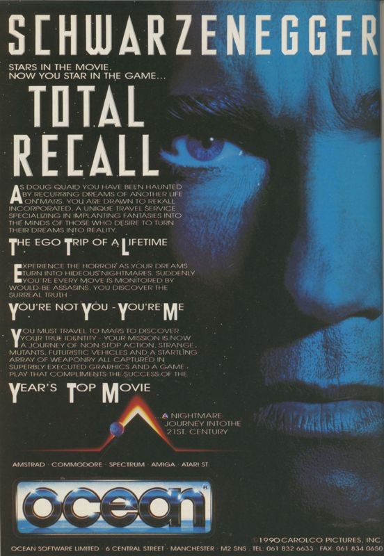 Total Recall Magazine Advertisement (Magazine Advertisements): CU Amiga Magazine (UK) Issue #9 (November 1990). Courtesy of the Internet Archive. Page 118