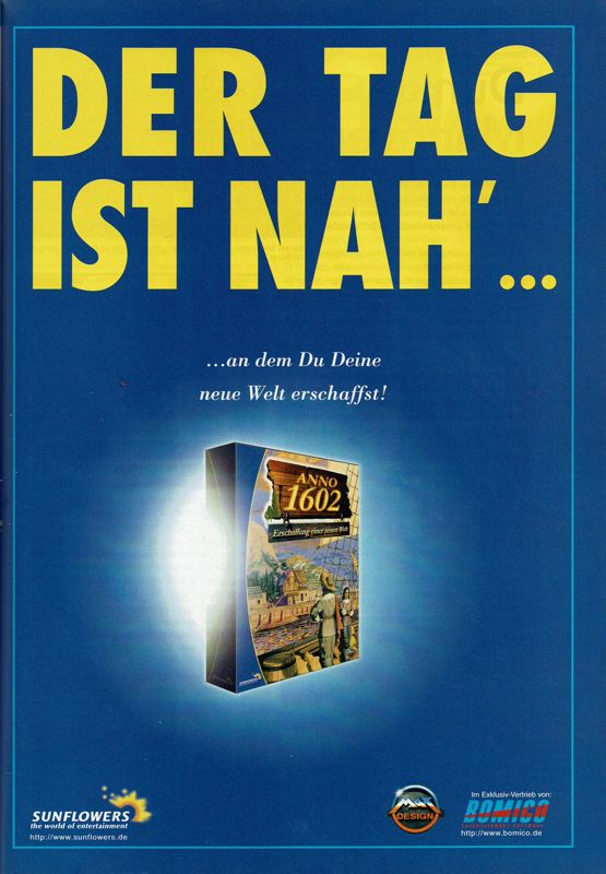 Anno 1602: Creation of a New World Magazine Advertisement (Magazine Advertisements): PC Player (Germany), Issue 04/1998