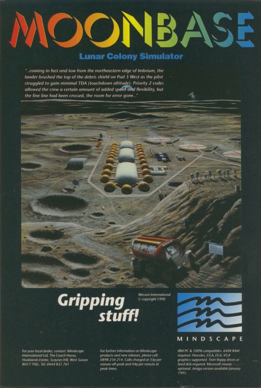Moonbase Magazine Advertisement (Magazine Advertisements): CU Amiga Magazine (UK) Issue #17 (July 1991). Courtesy of the Internet Archive. Page 13