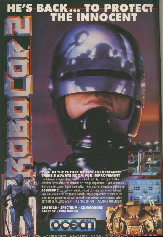 RoboCop 2 Magazine Advertisement (Magazine Advertisements): CU Amiga Magazine (UK) Issue #8 (October 1990). Courtesy of the Internet Archive. Page 30