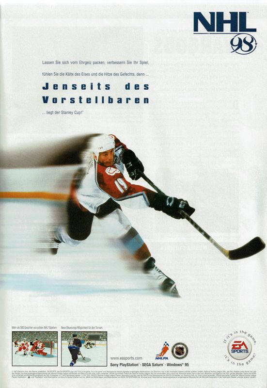 NHL 98 Magazine Advertisement (Magazine Advertisements): PC Player (Germany), Issue 11/1997