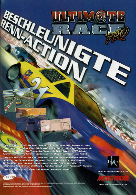 Ultim@te Race Pro Magazine Advertisement (Magazine Advertisements): PC Player (Germany), Issue 03/1998