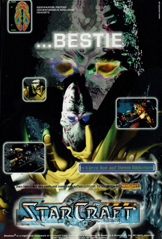 StarCraft Magazine Advertisement (Magazine Advertisements): PC Player (Germany), Issue 03/1998 Part 2